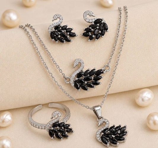 🦢✨ Parure Swarovski – Collection Swan ✨🦢 4pcs البجعة