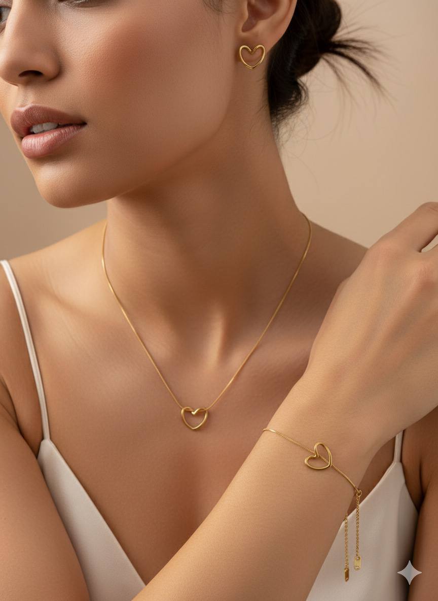 Parure 4 pcs Cœur Tendance