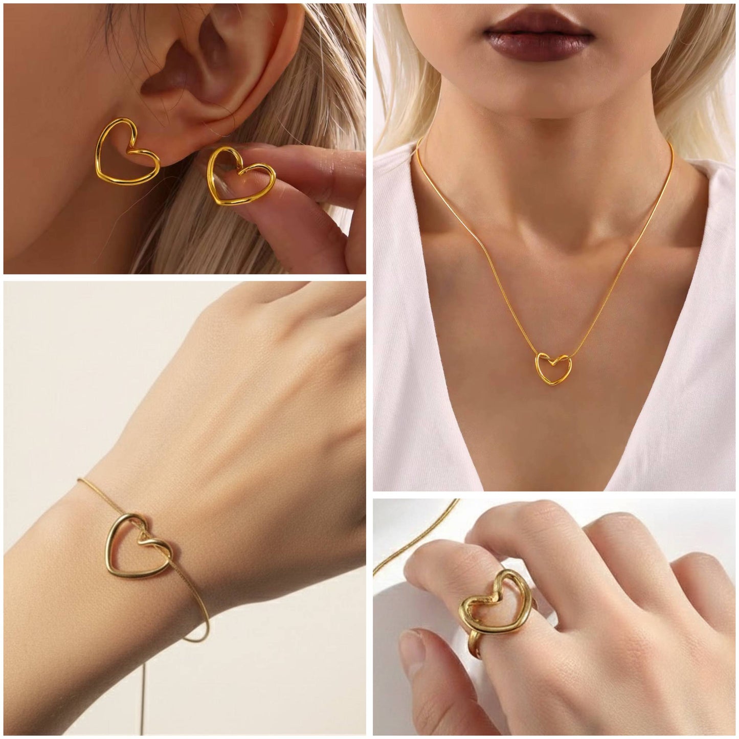 Parure 4 pcs Cœur Tendance